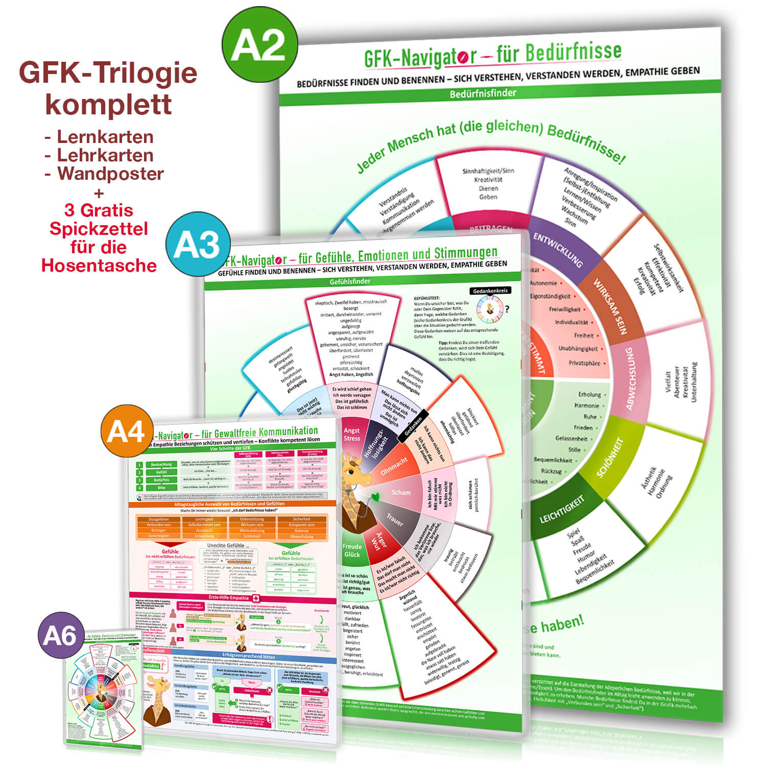 GFK-Trilogie All-in-One Paket als komplettes GFK-Set für Gewaltfreie Kommunikation, Gefühle und Bedürfnisse